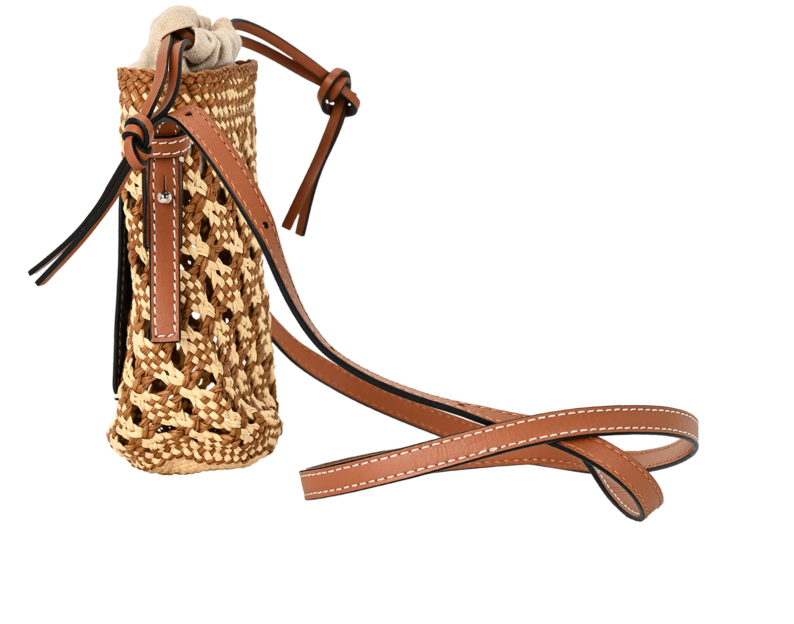 Cylinder Pocket Bag, &pound;250, Handbags, Beige/Brown, Leather/Raffia, Bottom view